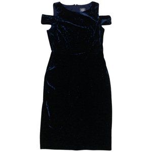 Vince Camuto Navy Moonlit Velvet Off The Shoulder Dress Size 4 Excellent Cond.